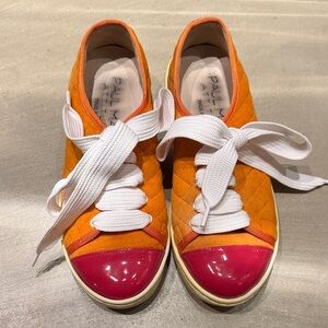 Paul Mayer Vibrant Orange and Pink Sneakers